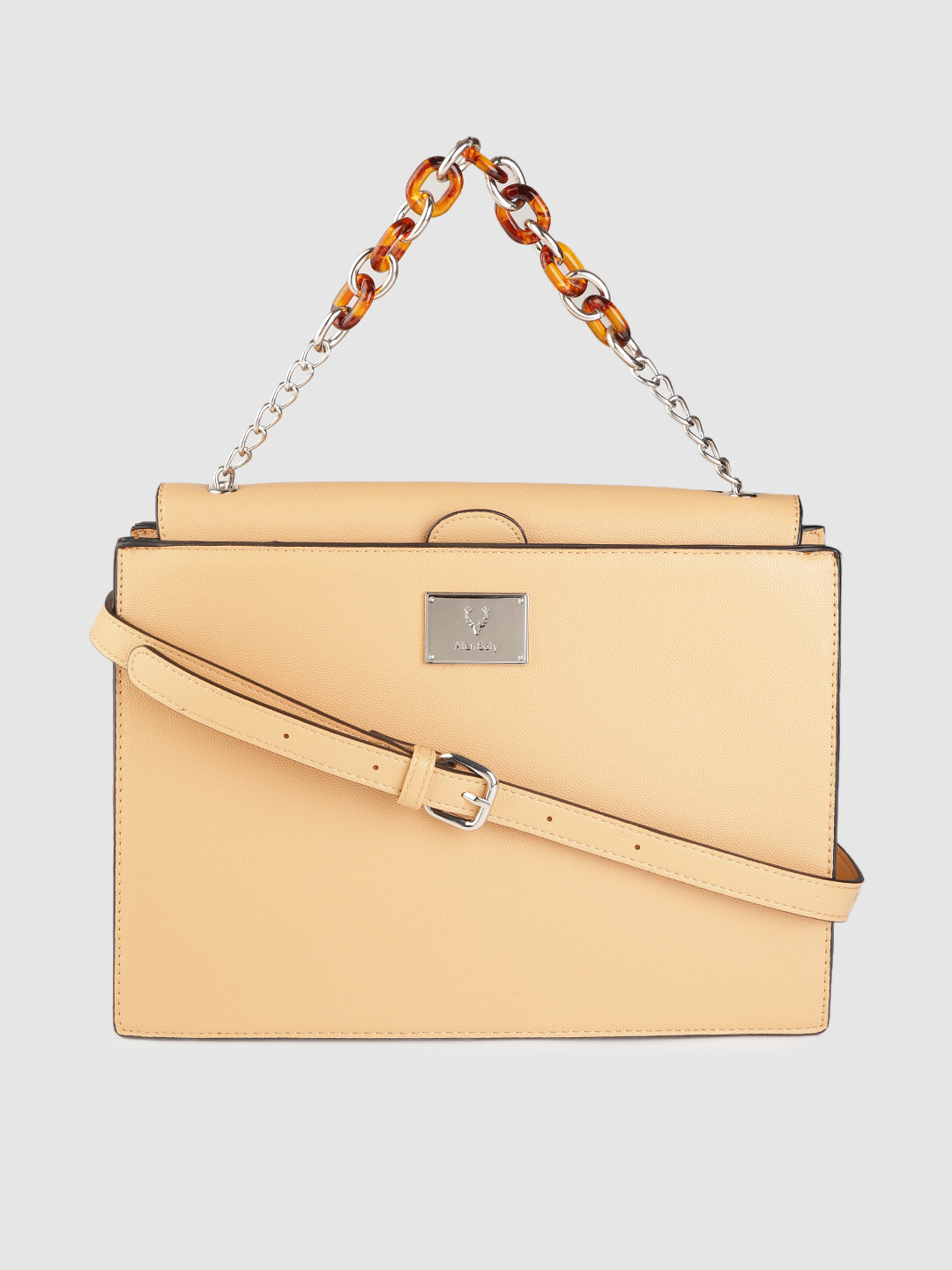 

Allen Solly Beige Snakeskin Textured Handheld Bag with Detachable Sling Strap