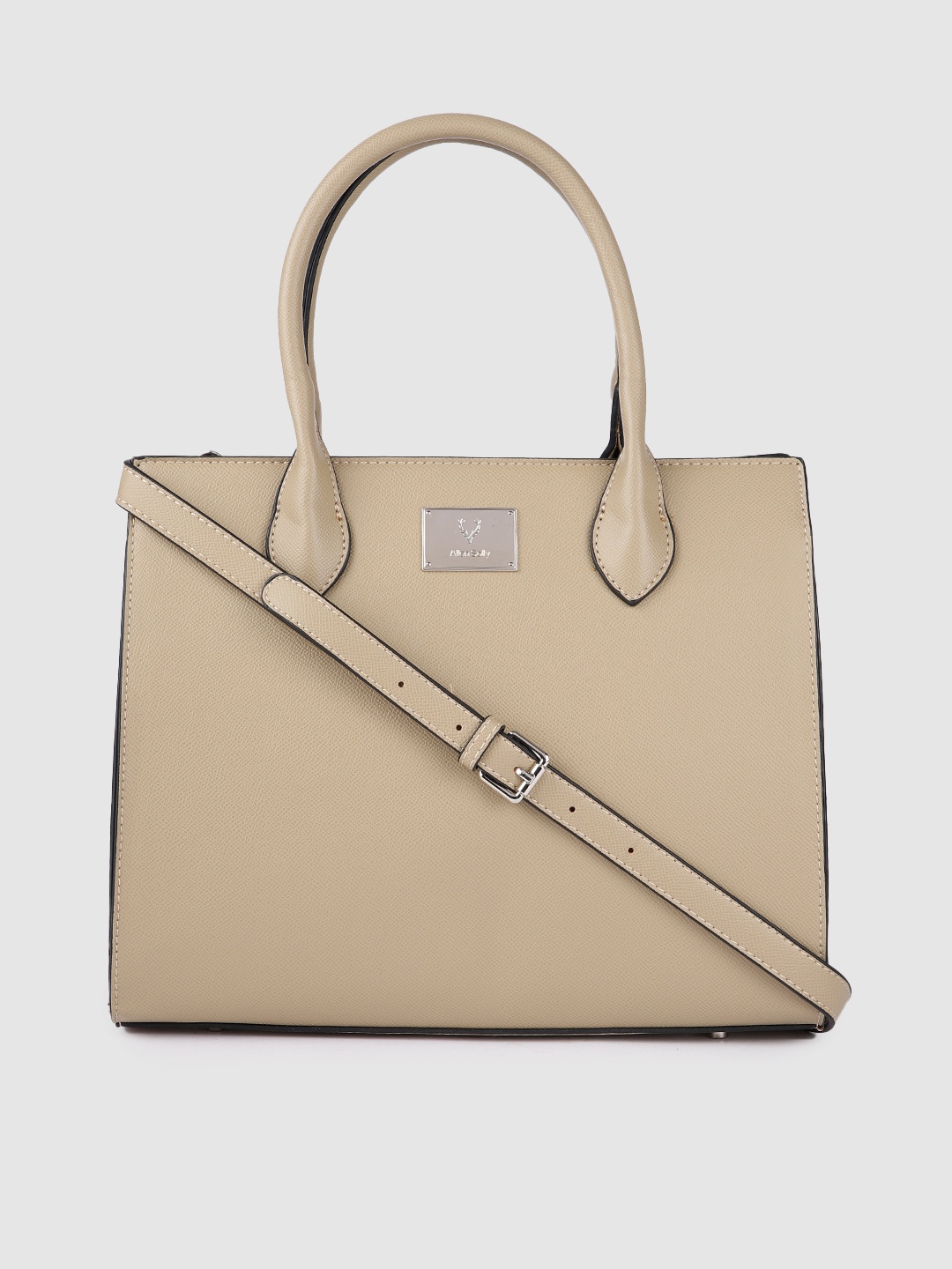 

Allen Solly Khaki-Coloured Solid PU Regular Structured Handheld Bag