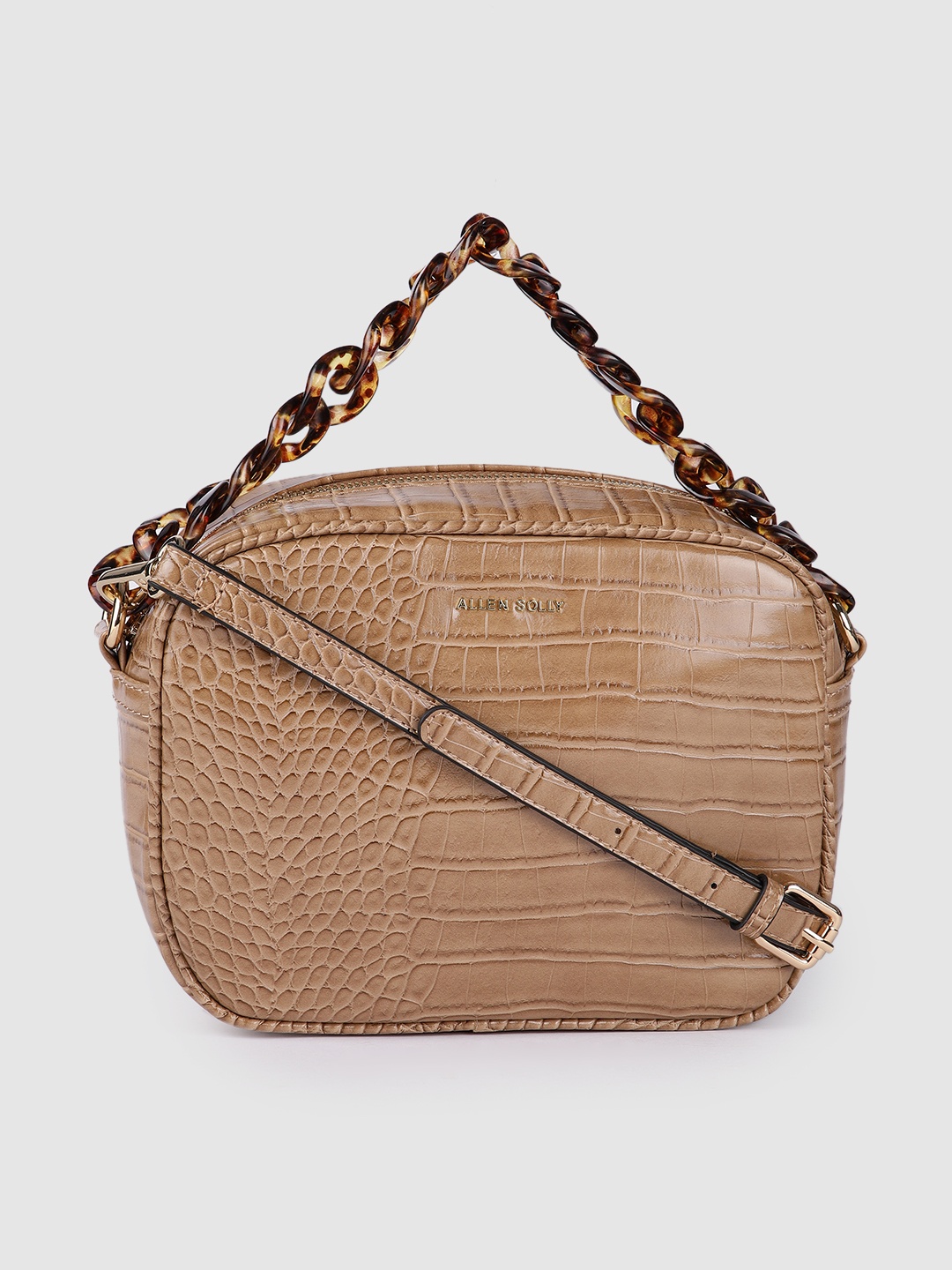 

Allen Solly Tan Brown Animal Textured PU Regular Structured Handheld Bag