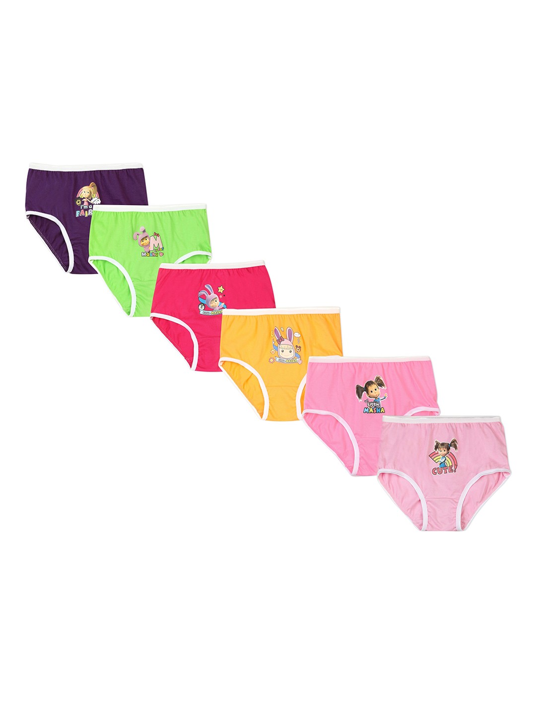 

Red Rose Girls Pack Of 6 Printed Cotton Basic Briefs BABY128MASHAPO6, Pink