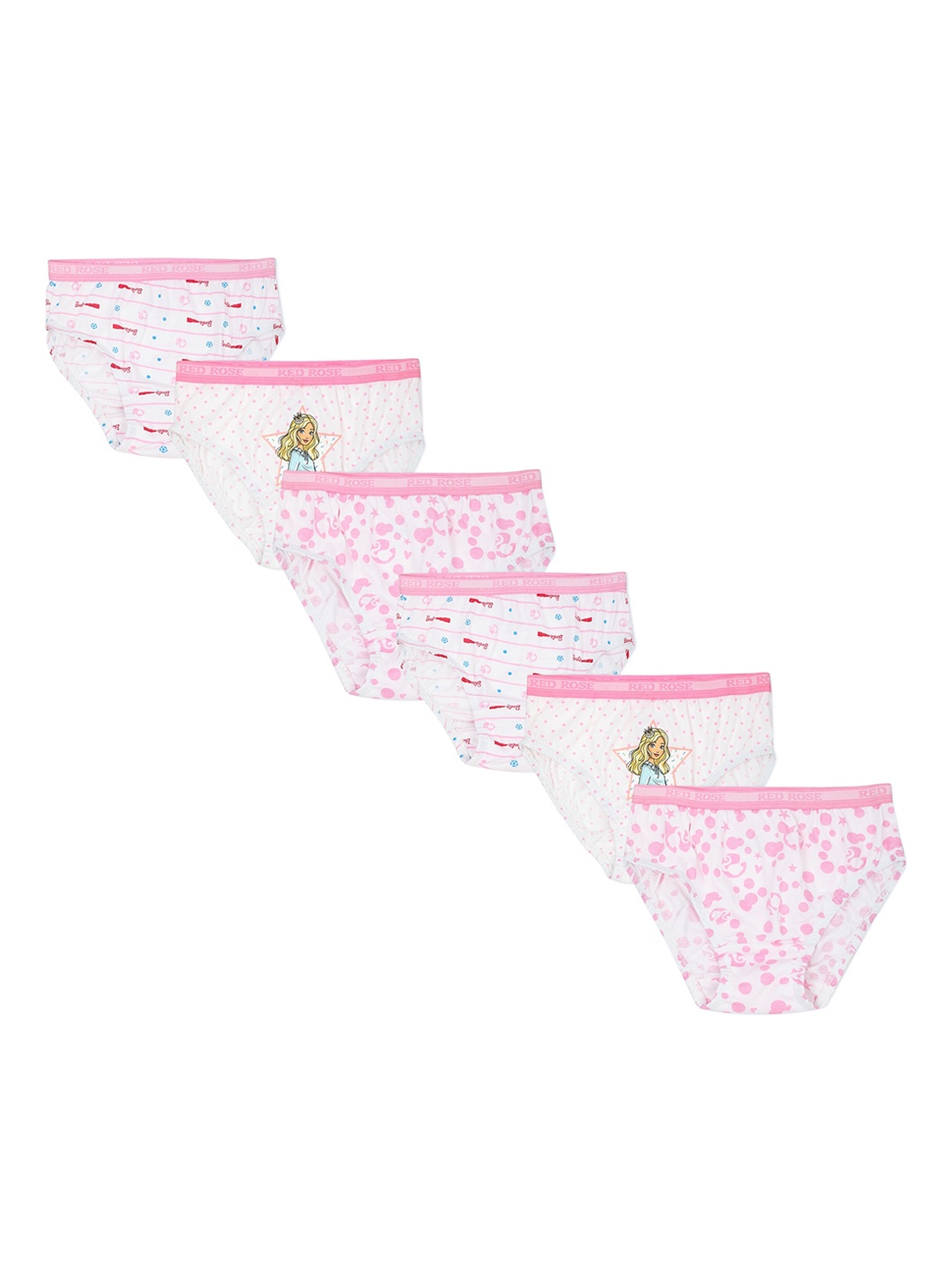 

Red Rose Girls Pack Of 6 Printed Cotton Basic Briefs, White