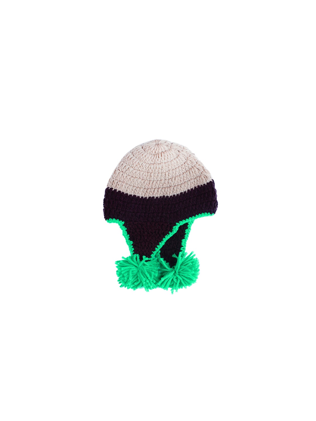 

Bharatasya Unisex Kids Beige & Black Beanie