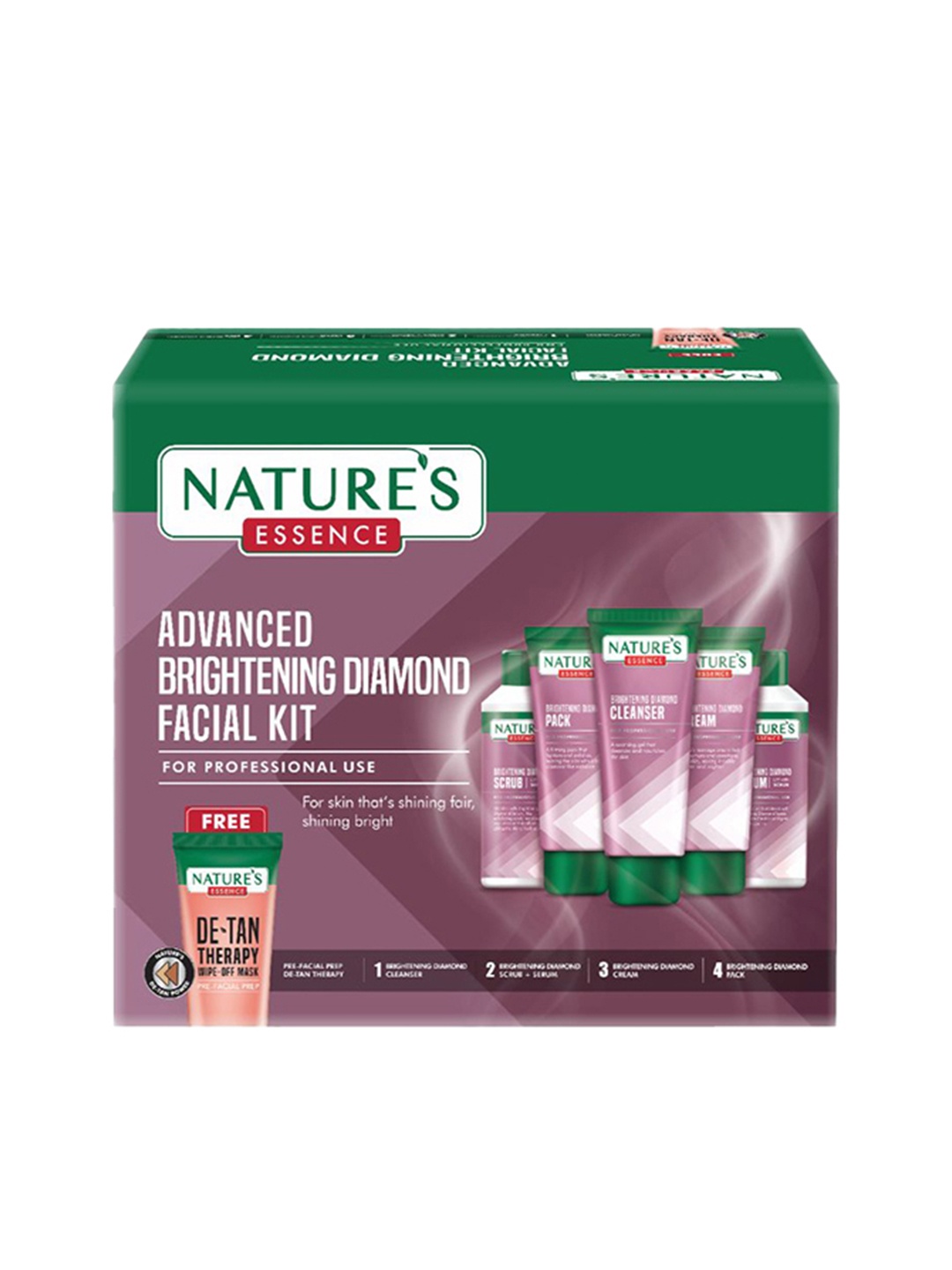 

Natures Essence Advanced Brightening Diamond Facial Kit - 352g + 200ml, Pink