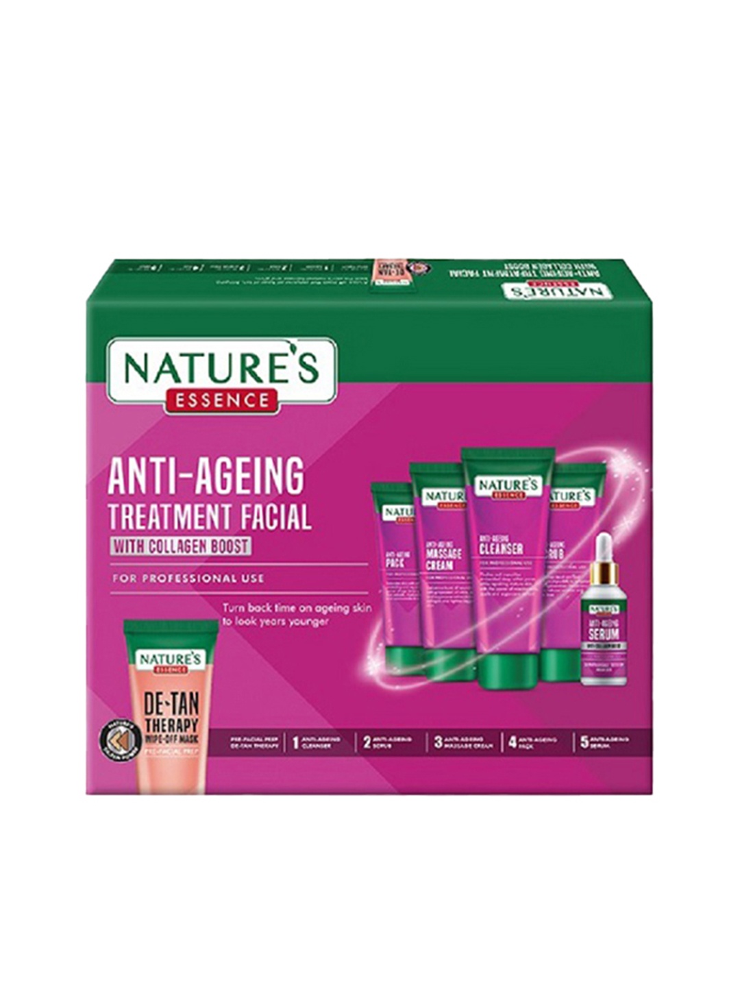

Natures Essence Anti-Ageing Treatment Facial Kit with Collagen Boost - 280 g, Pink