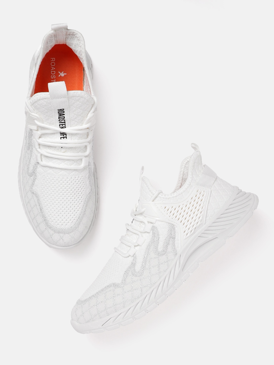 

Roadster Men Woven Design Running Shoes, White