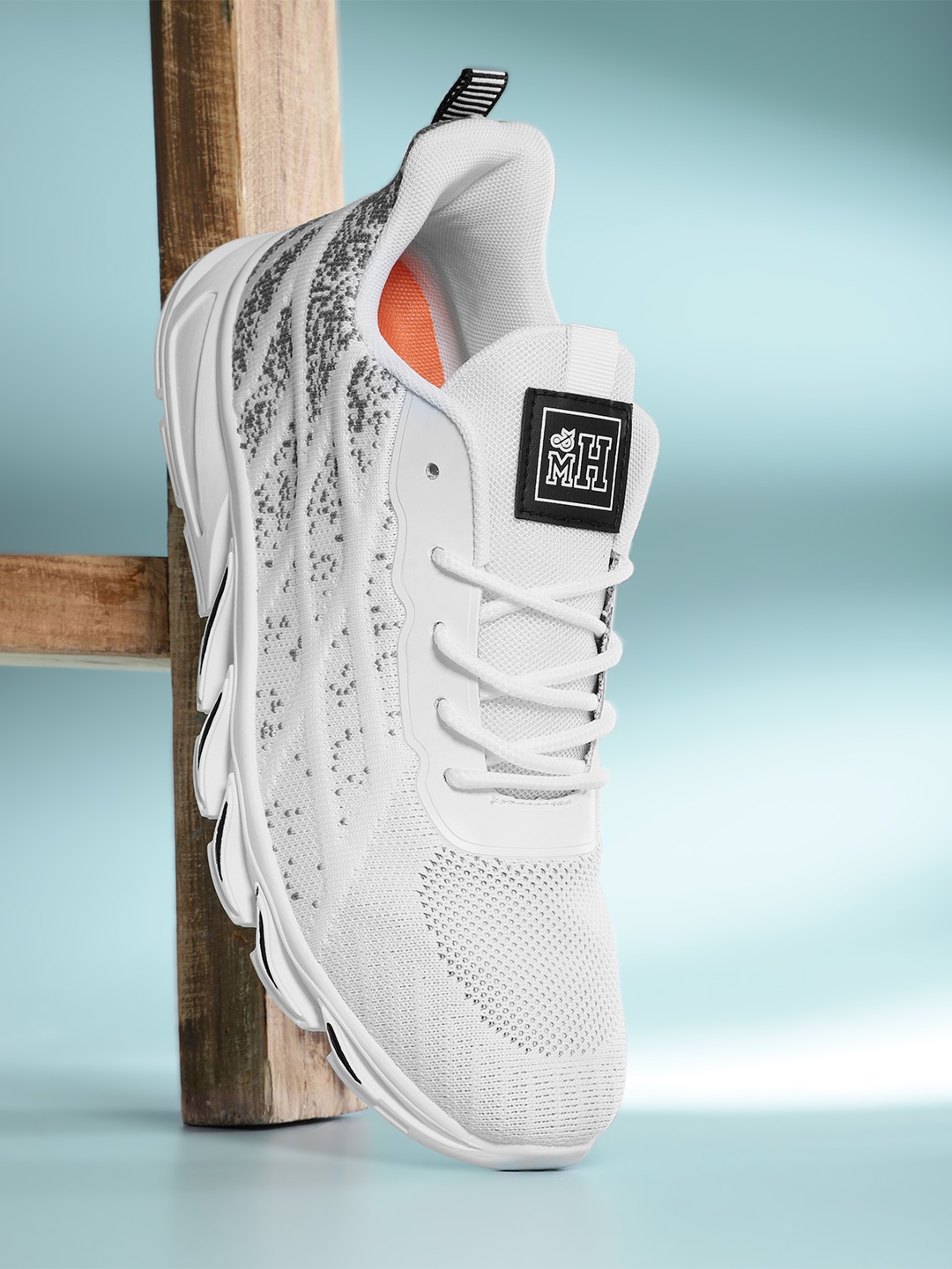 

Mast & Harbour Men White & Grey Woven Design Running Shoes