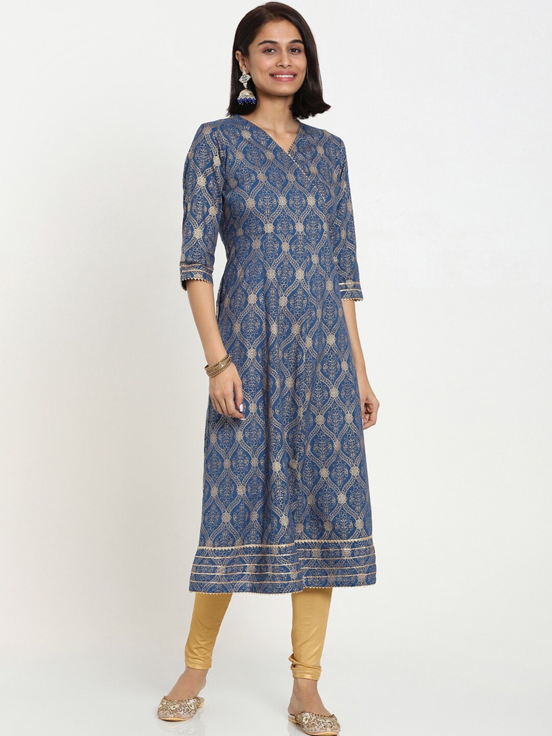 

Bewakoof Women Blue Ethnic Motifs Printed Kurta