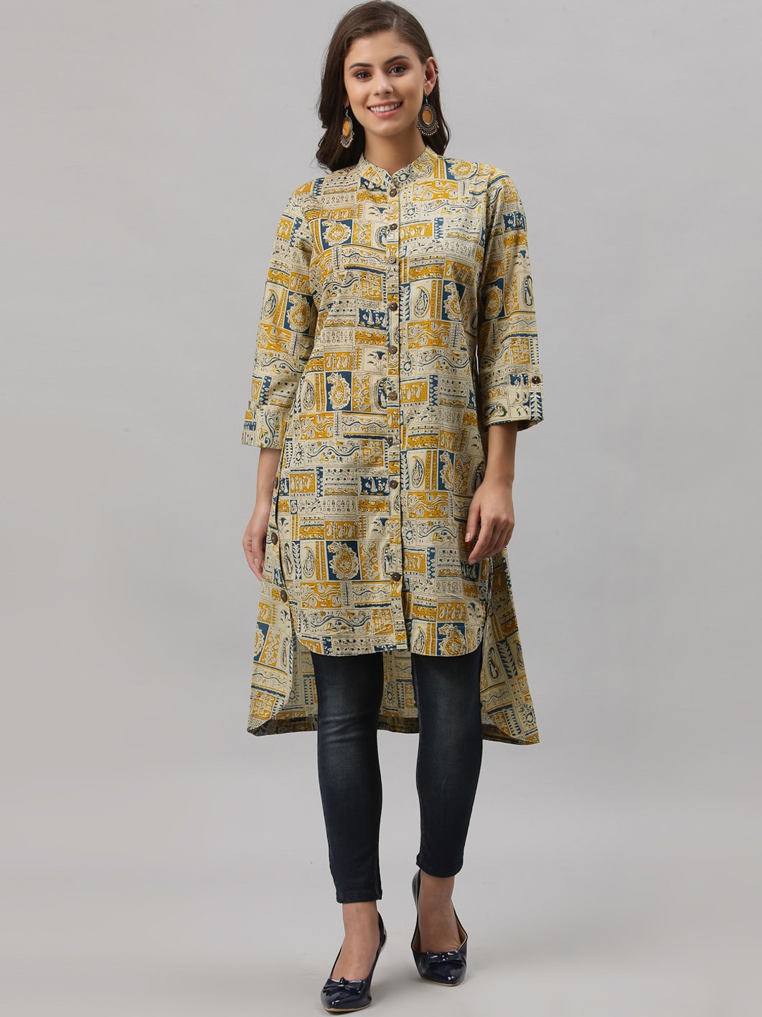 

Get Glamr Women Yellow & Beige Printed Kurta
