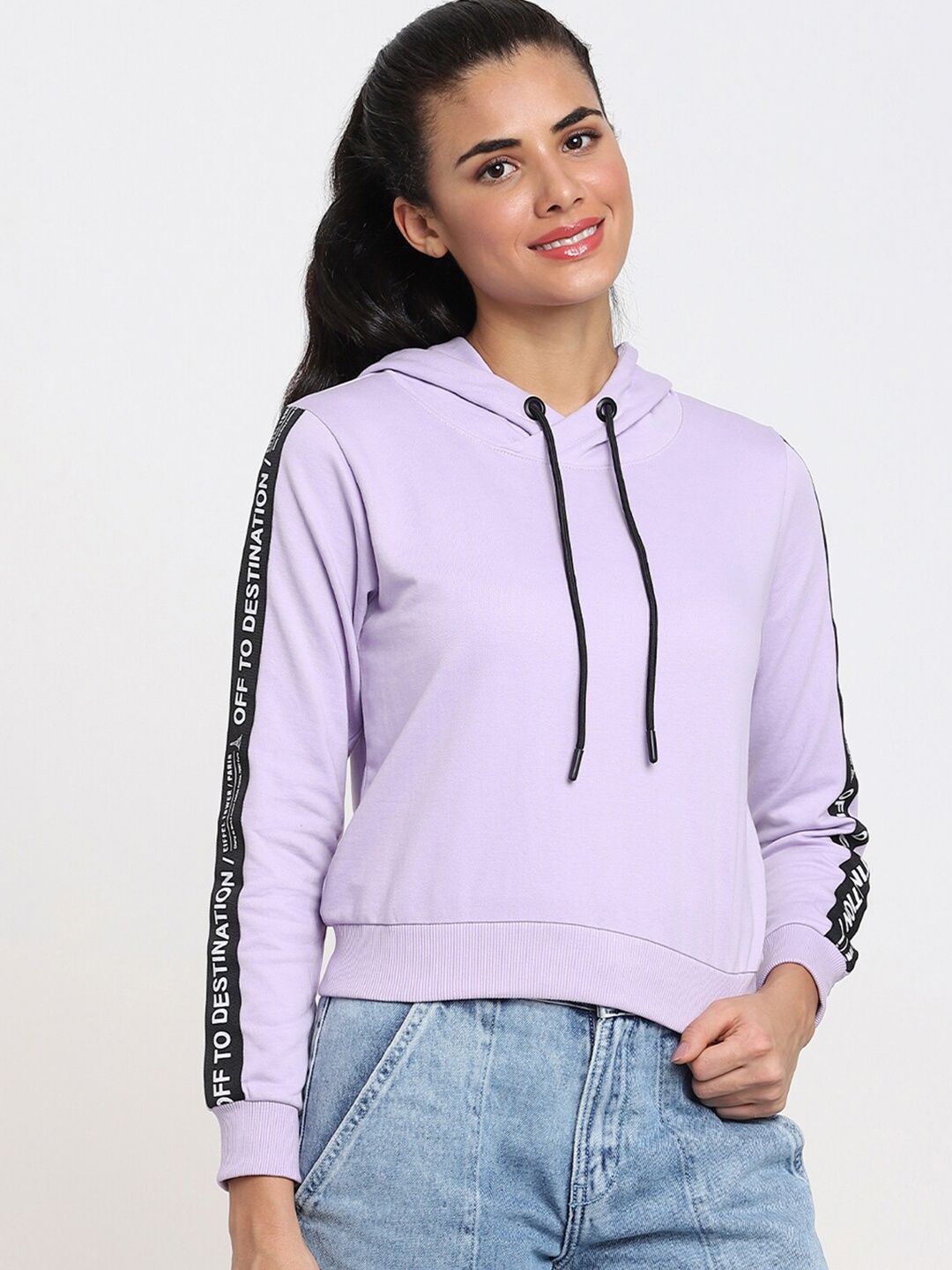 

Bewakoof Women Purple Hooded Sweatshirt