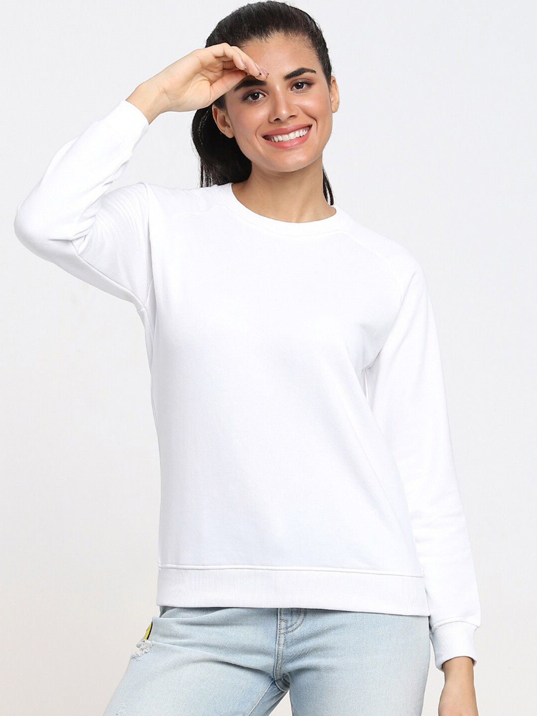

Bewakoof Women White Cotton Sweatshirt