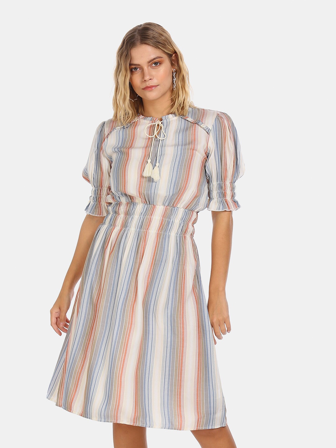 

Cherokee Multicoloured Elasticized Waist Striped Dress, Multi