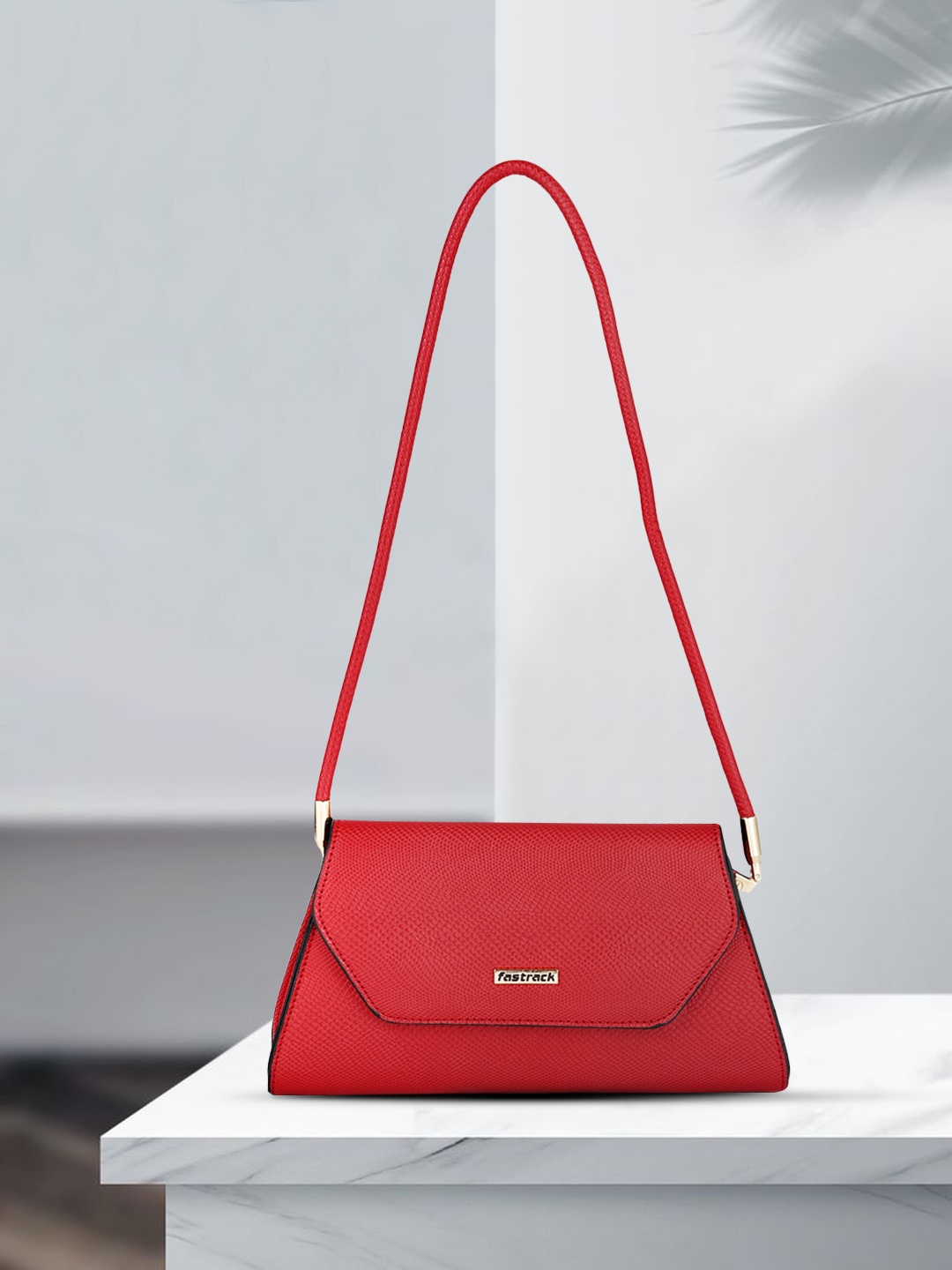 

Fastrack Red Animal Textured Structured Shoulder Bag