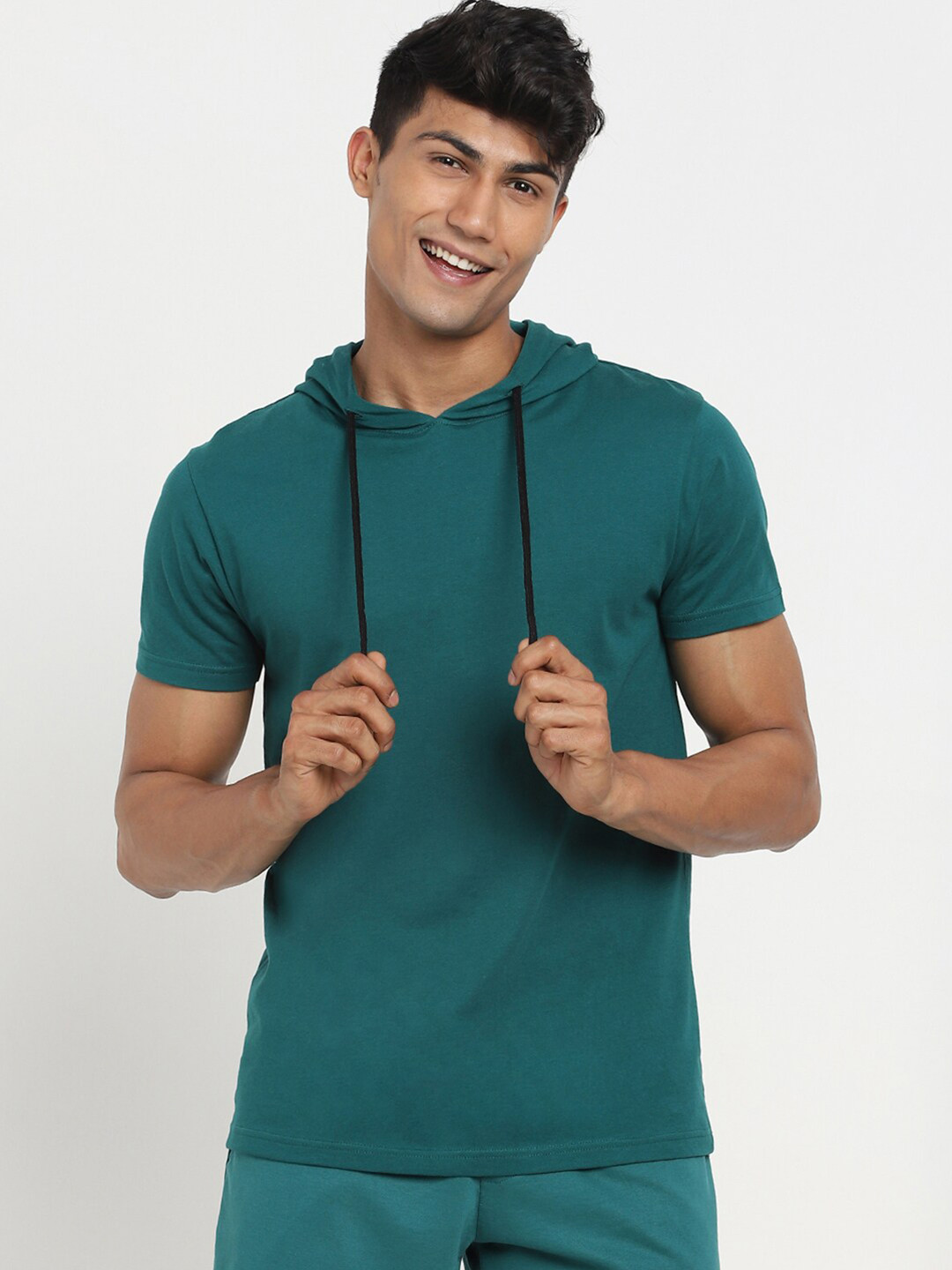 

Bewakoof Men Green Hooded Sweatshirt