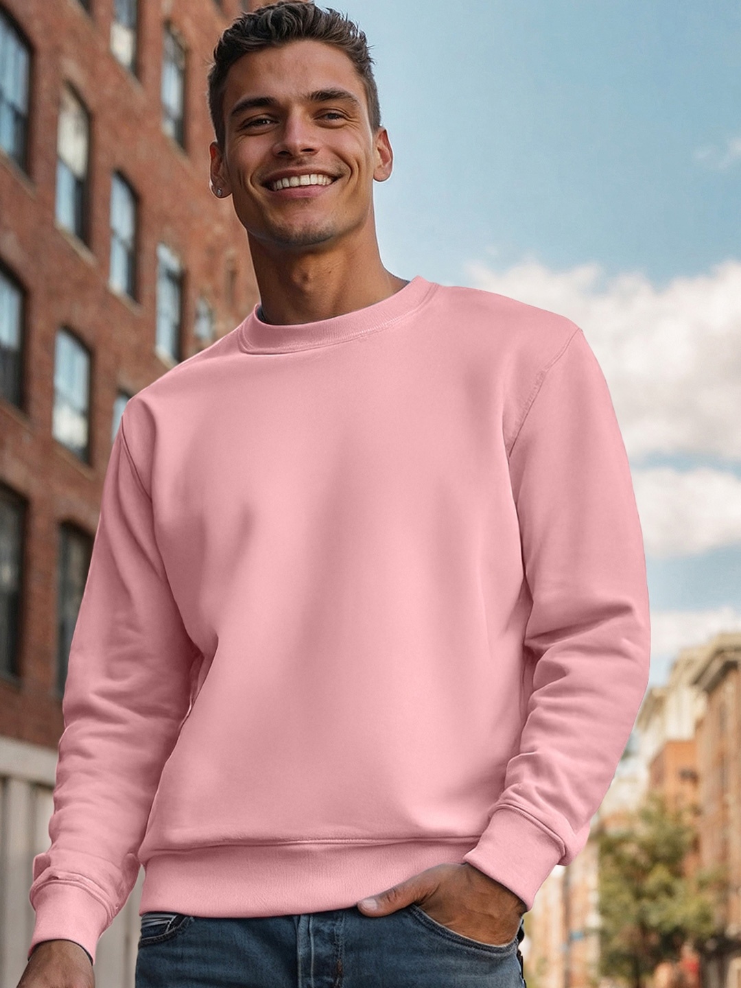 

Bewakoof Men Pink Sweatshirt