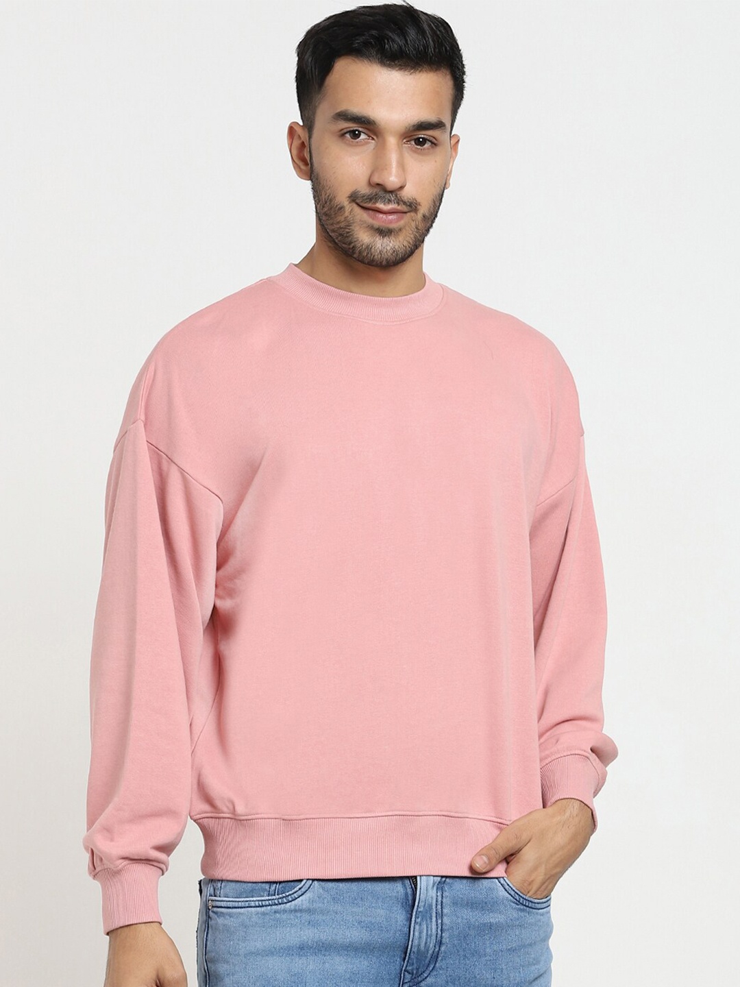 

Bewakoof Men Oversized Sweatshirt, Pink