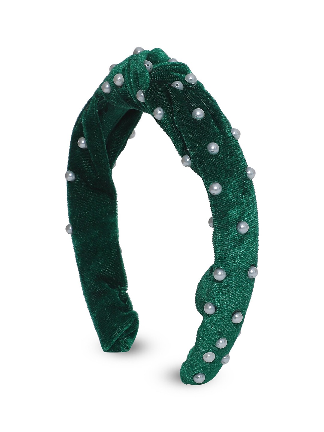 

Samsara Couture Girls Green & White Embellished Velvet Hairband