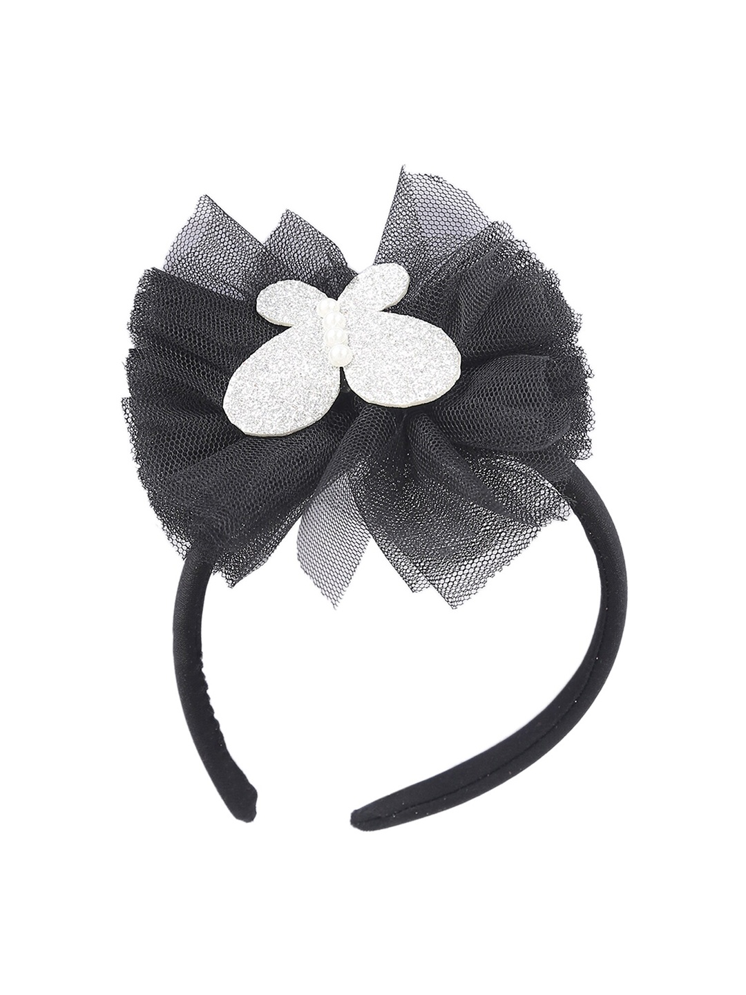 

Samsara Couture Girls Black & Grey Embellished Velvet Hairband