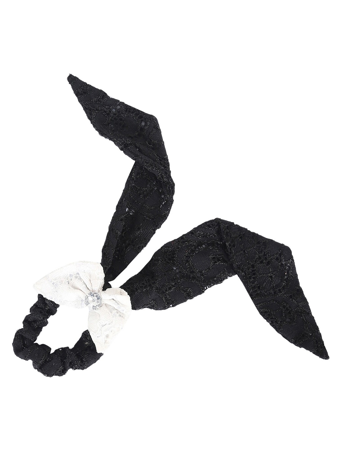 

Samsara Couture Girls Black & White Lace Bow Ponytail Holder