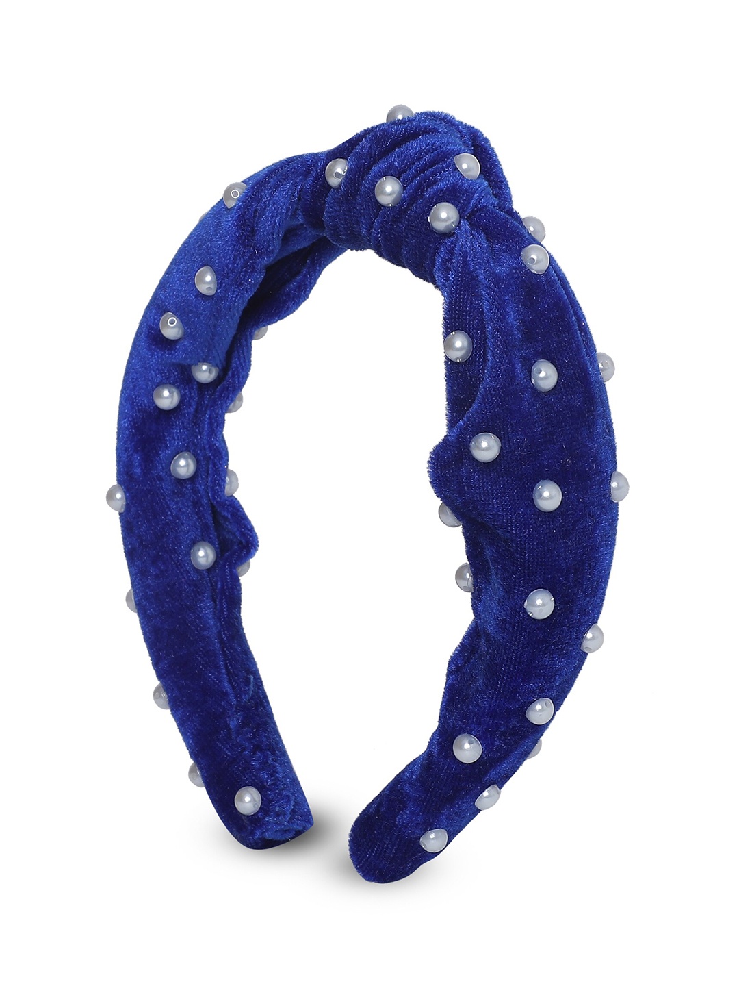 

Samsara Couture Girls Blue & White Pearl Embellished Knot Hairband