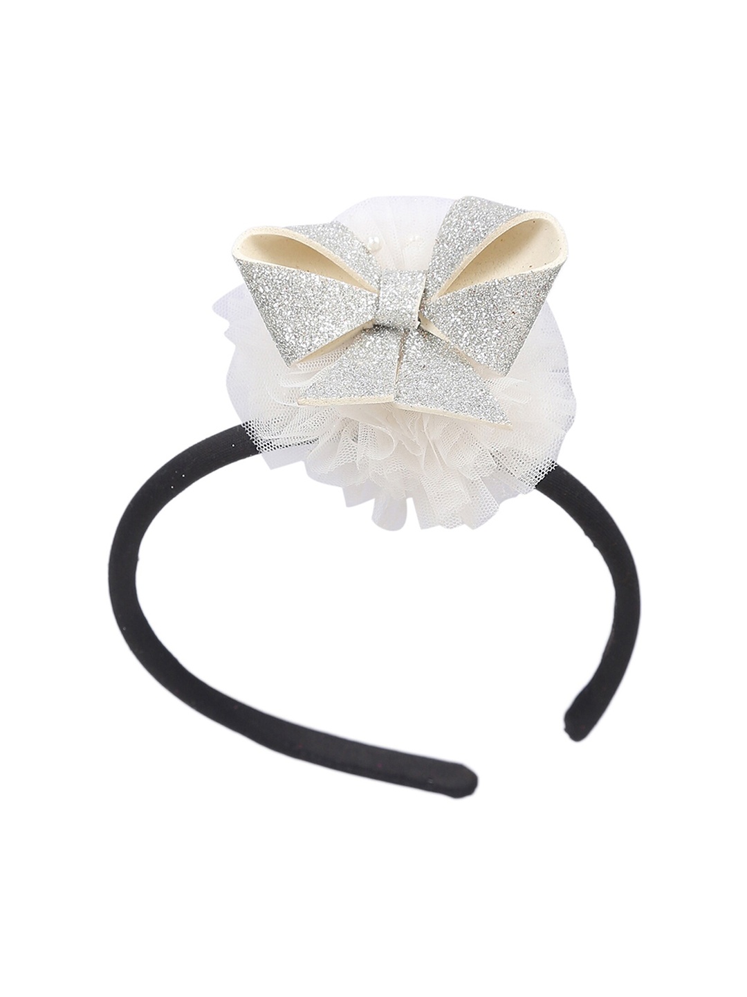 

Samsara Couture Girls Silver-Toned & Black Knot Plastic Hairband