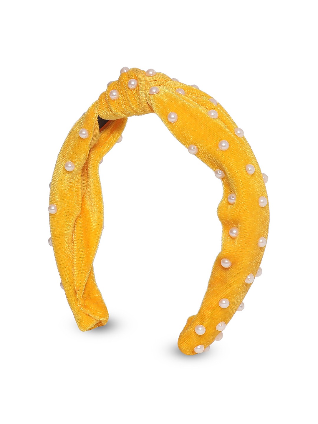 

Samsara Couture Girls Yellow & White Embellished Hairband