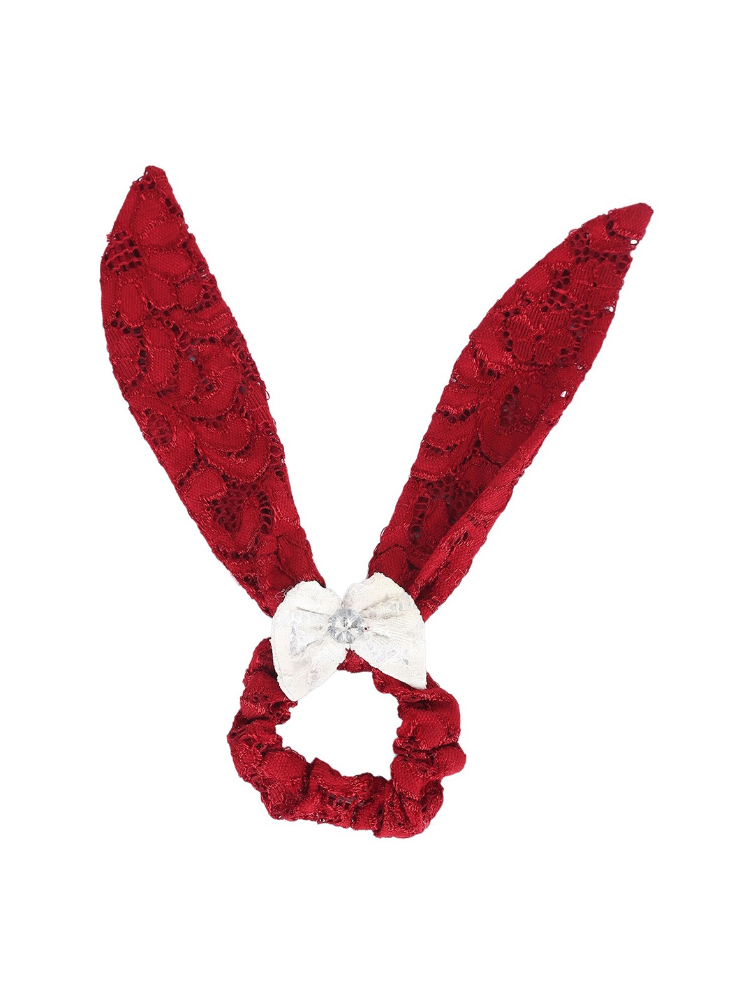 

Samsara Couture Girls Maroon & White Embellished Scrunchies