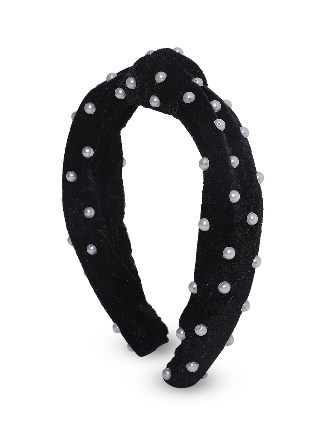 

Samsara Couture Girls Black & White Beaded Velvet Hairband