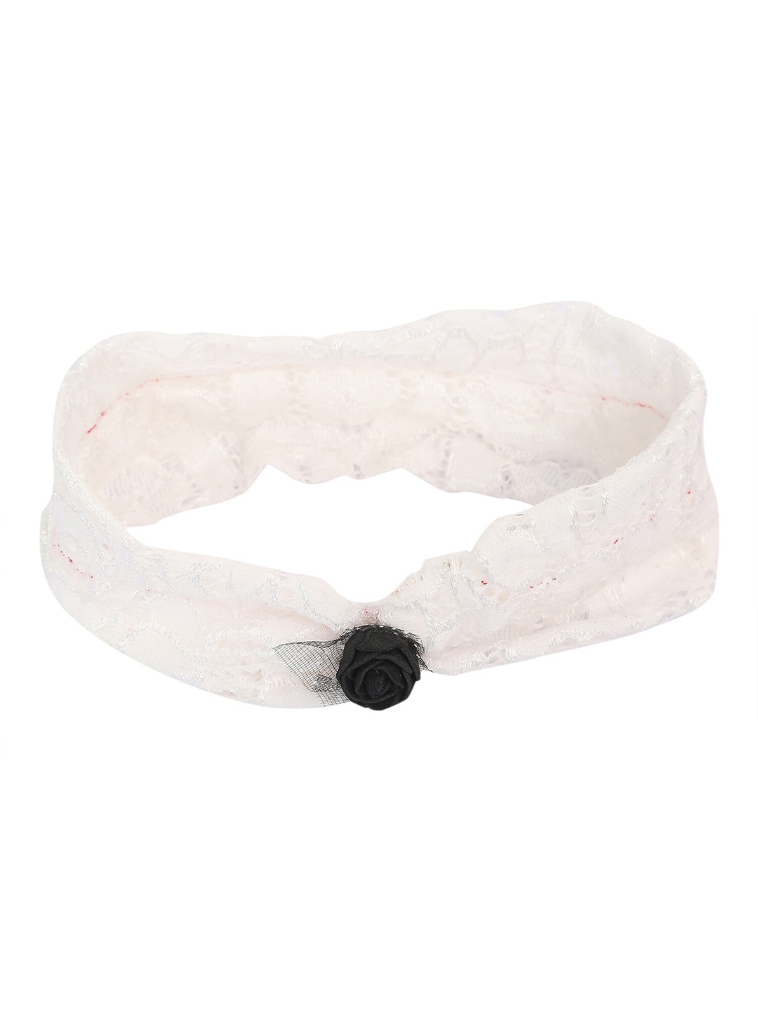 

Samsara Couture Girls White Self Designed Lace Hairband