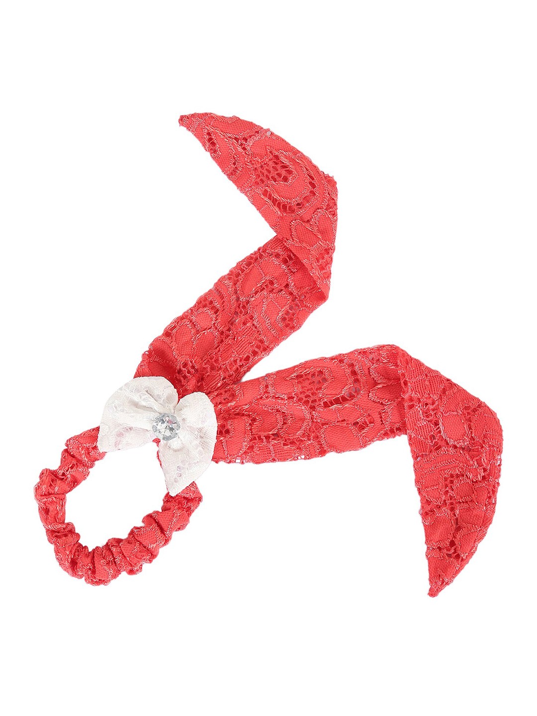 

Samsara Couture Girls Coral & White Fabric Knot Hairband