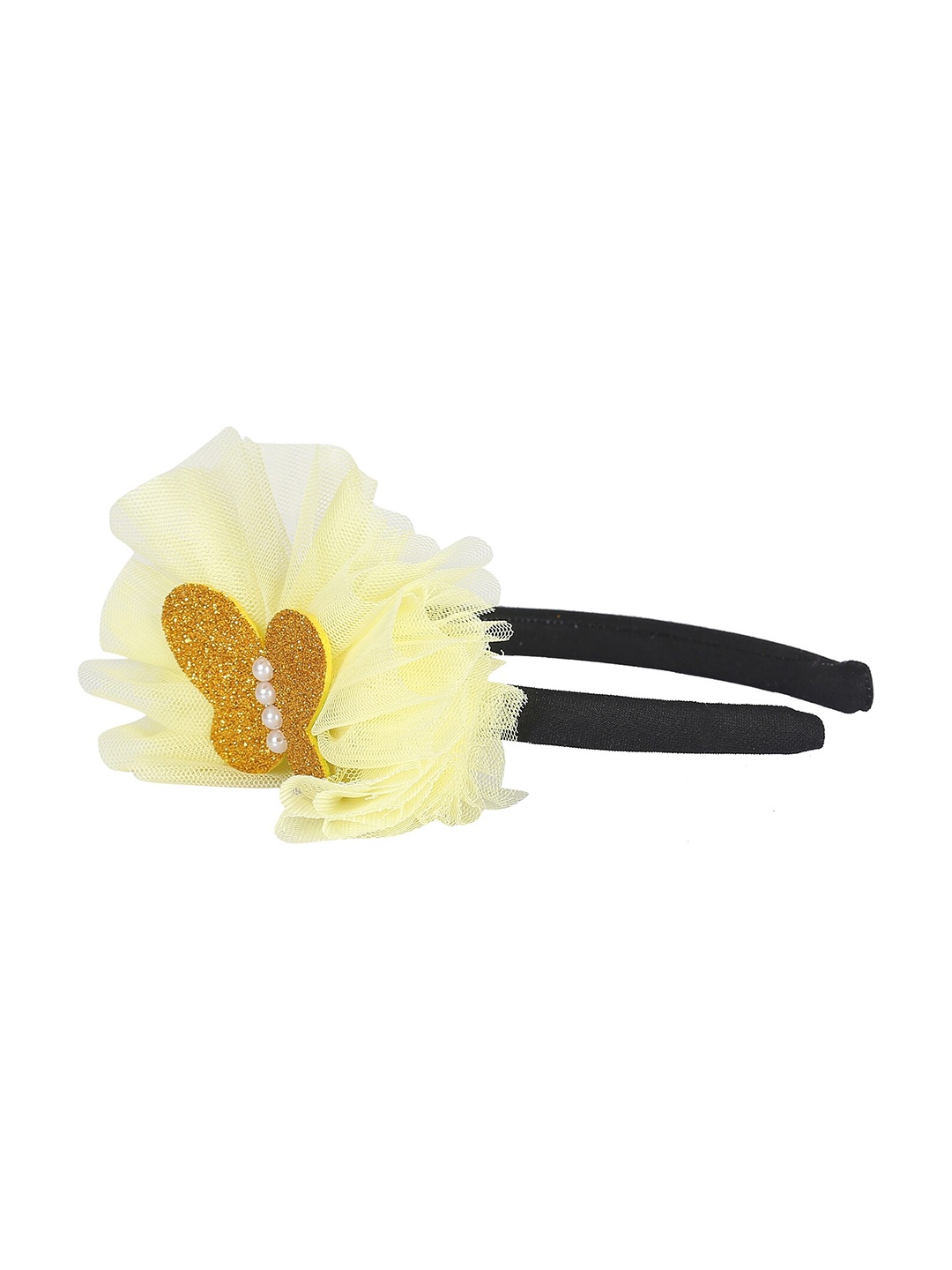 

Samsara Couture Girls Cream-Coloured & Black Embellished Hairband