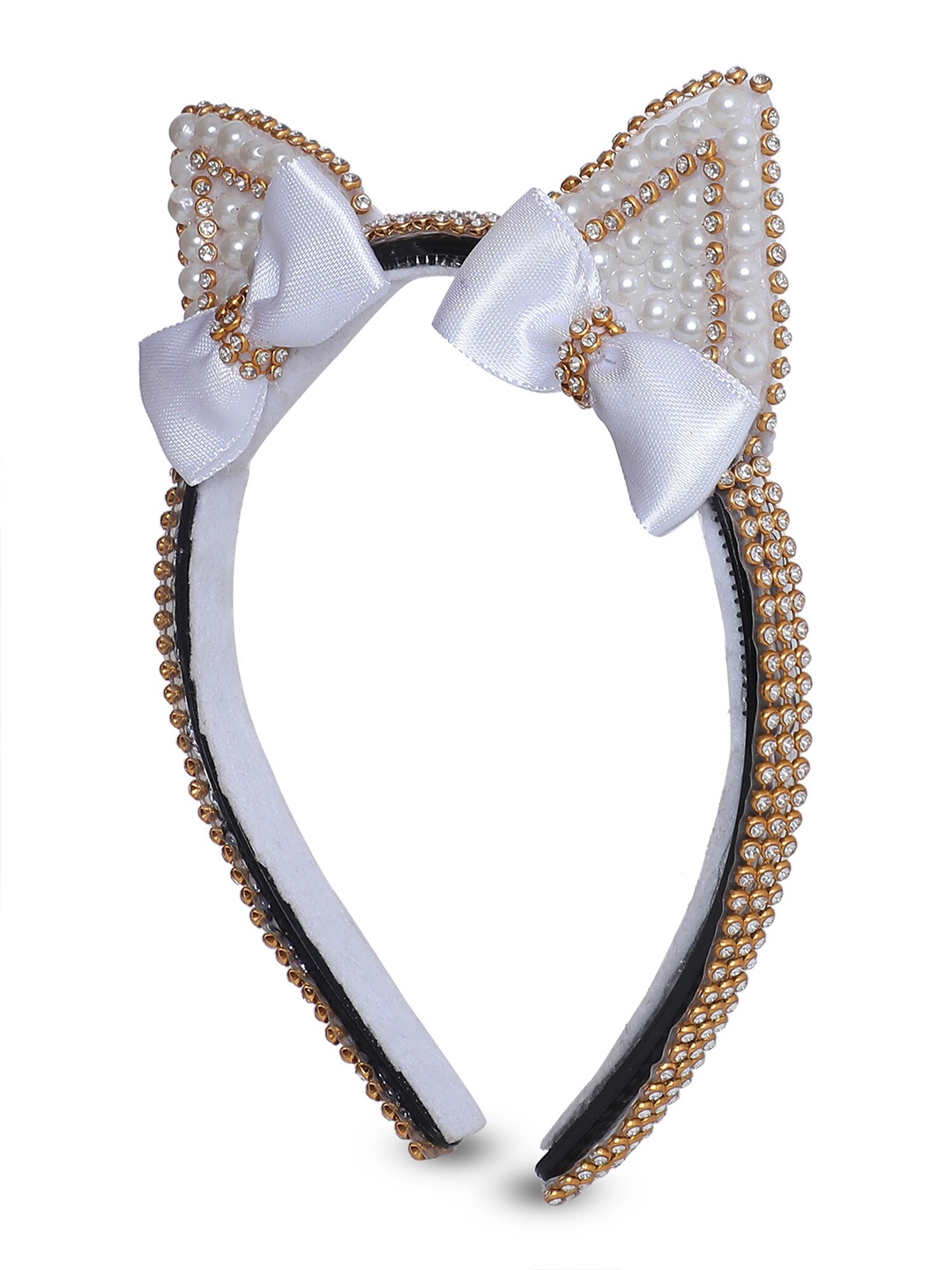 

Samsara Couture Girls White & Gold-Toned Beaded Hairband
