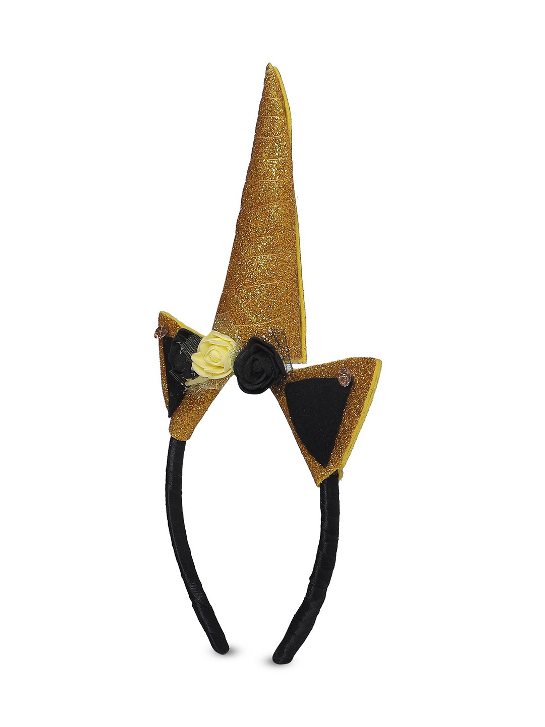 

Samsara Couture Girls Yellow & Black Velvet Hairband
