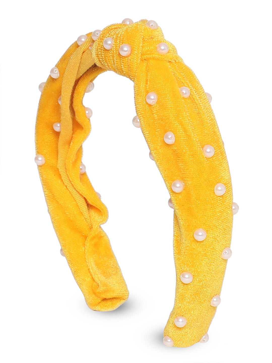 

Samsara Couture Girls Yellow & White Beaded Hairband