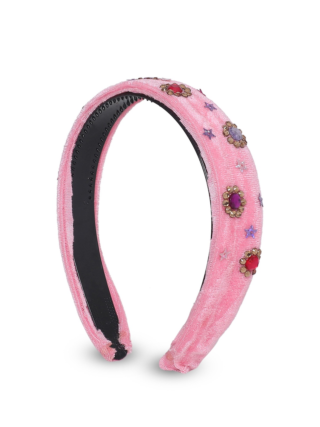 

Samsara Couture Girls Pink & Black Embellished Hairband