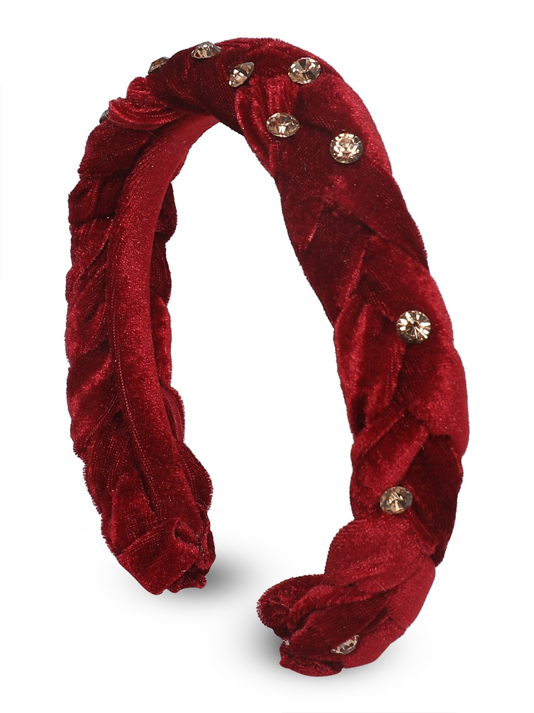

Samsara Couture Girls Maroon & Gold-Toned Embellished Hairband