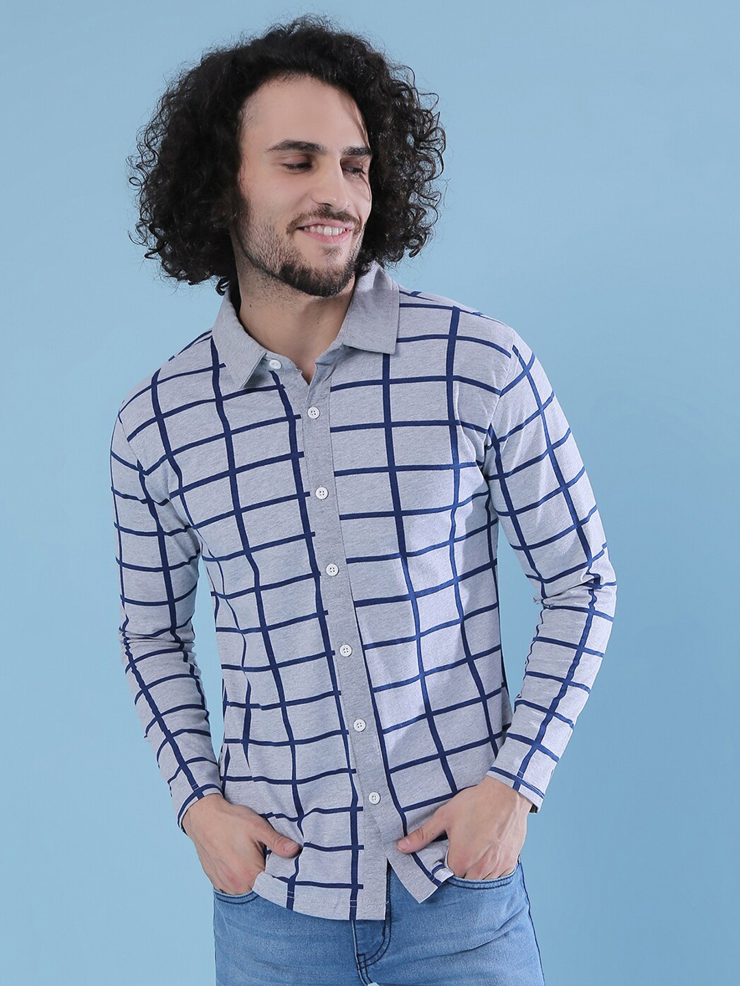 

Campus Sutra Men Grey Opaque Checked Casual Shirt