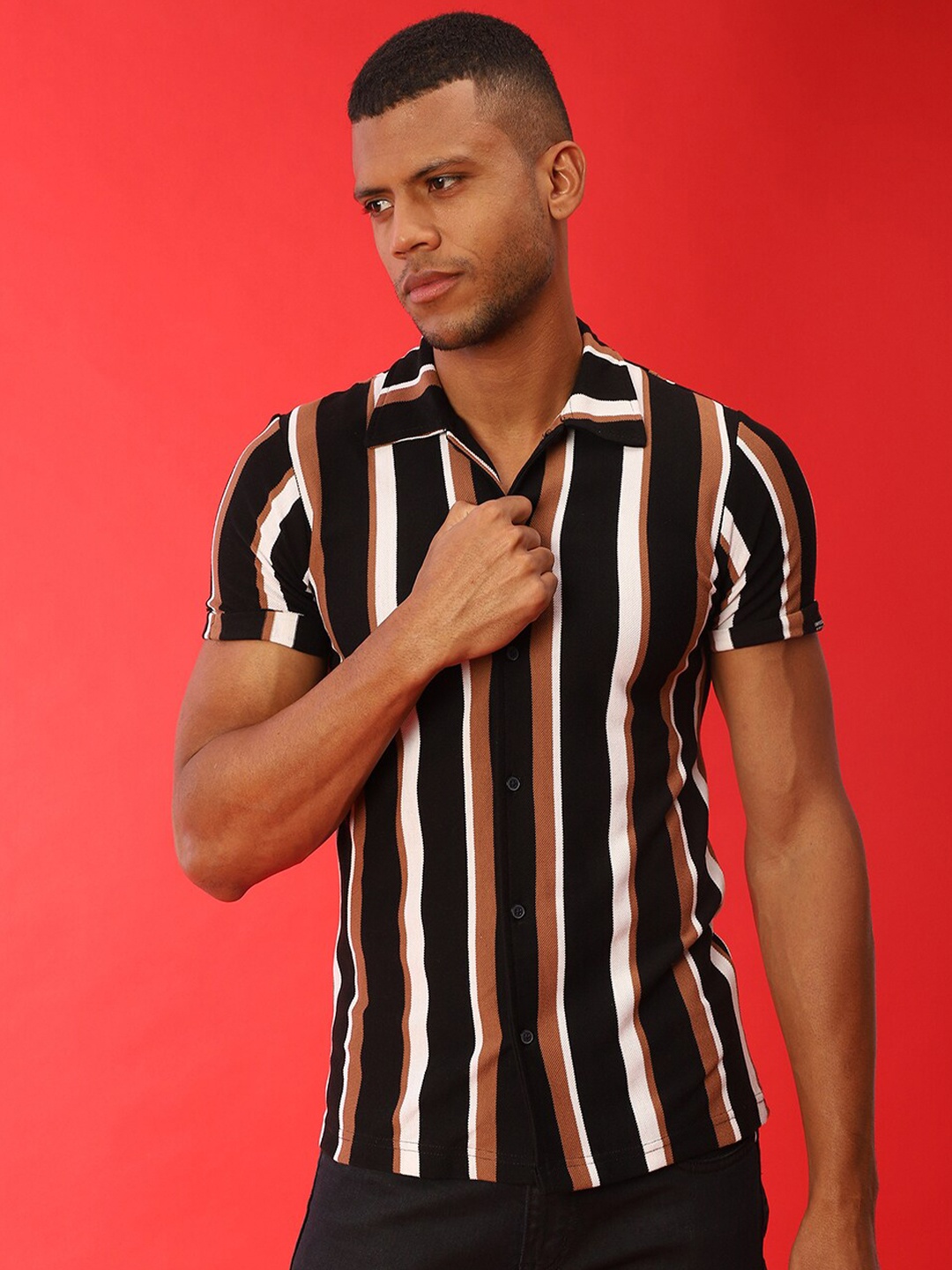

Campus Sutra Men Multicoloured Opaque Striped Casual Shirt, Multi