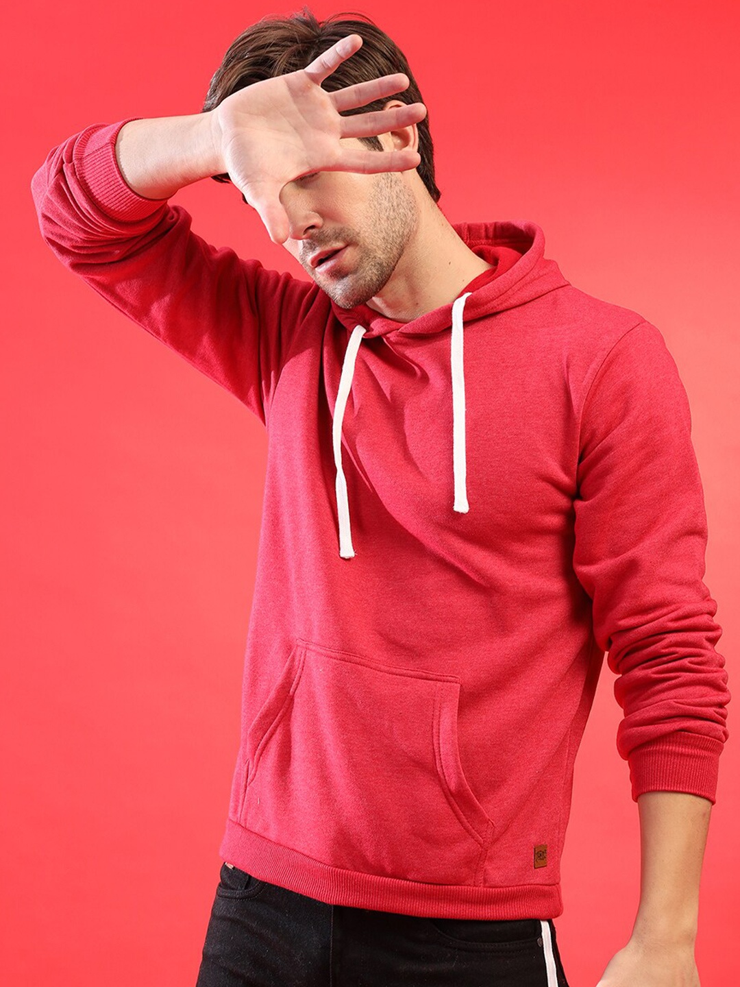 

Campus Sutra Men Maroon Hooded Sweatshirt