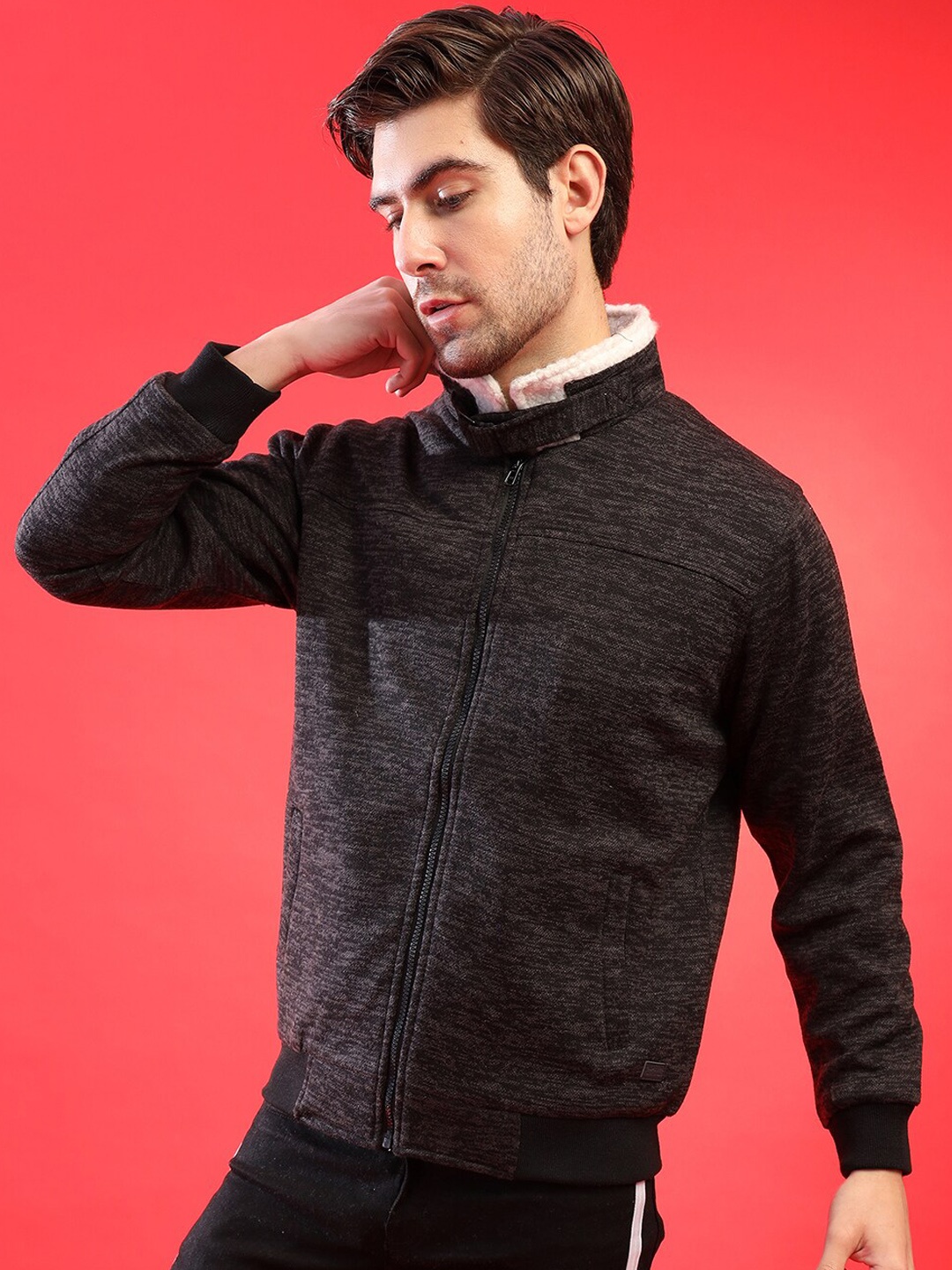

Campus Sutra Men Charcoal Lightweight Open Front Jacket