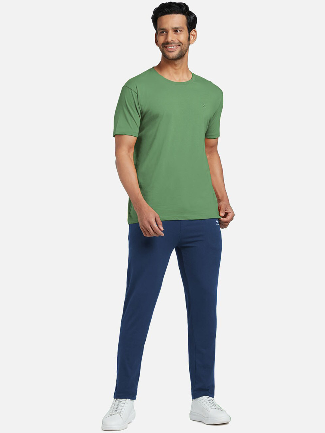 

XYXX Men Green & Blue Pure Cotton T-shirt With Track Pant