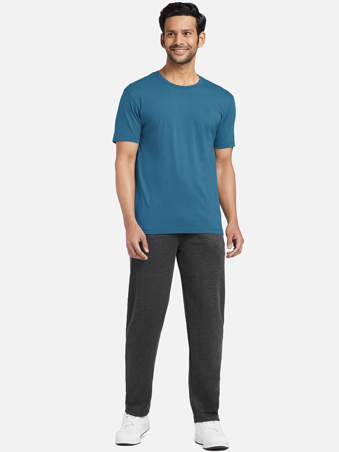

XYXX Men Blue & Grey Pure Cotton T-shirt With Track Pant