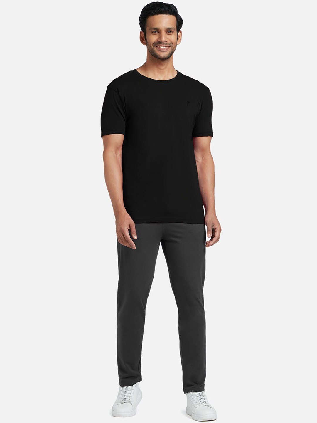 

XYXX Men Black & Grey Pure Cotton T-shirt With Track Pant