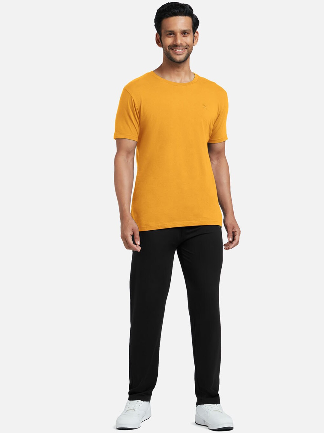 

XYXX Men Yellow & Black Solid Pure Cotton Night Suits