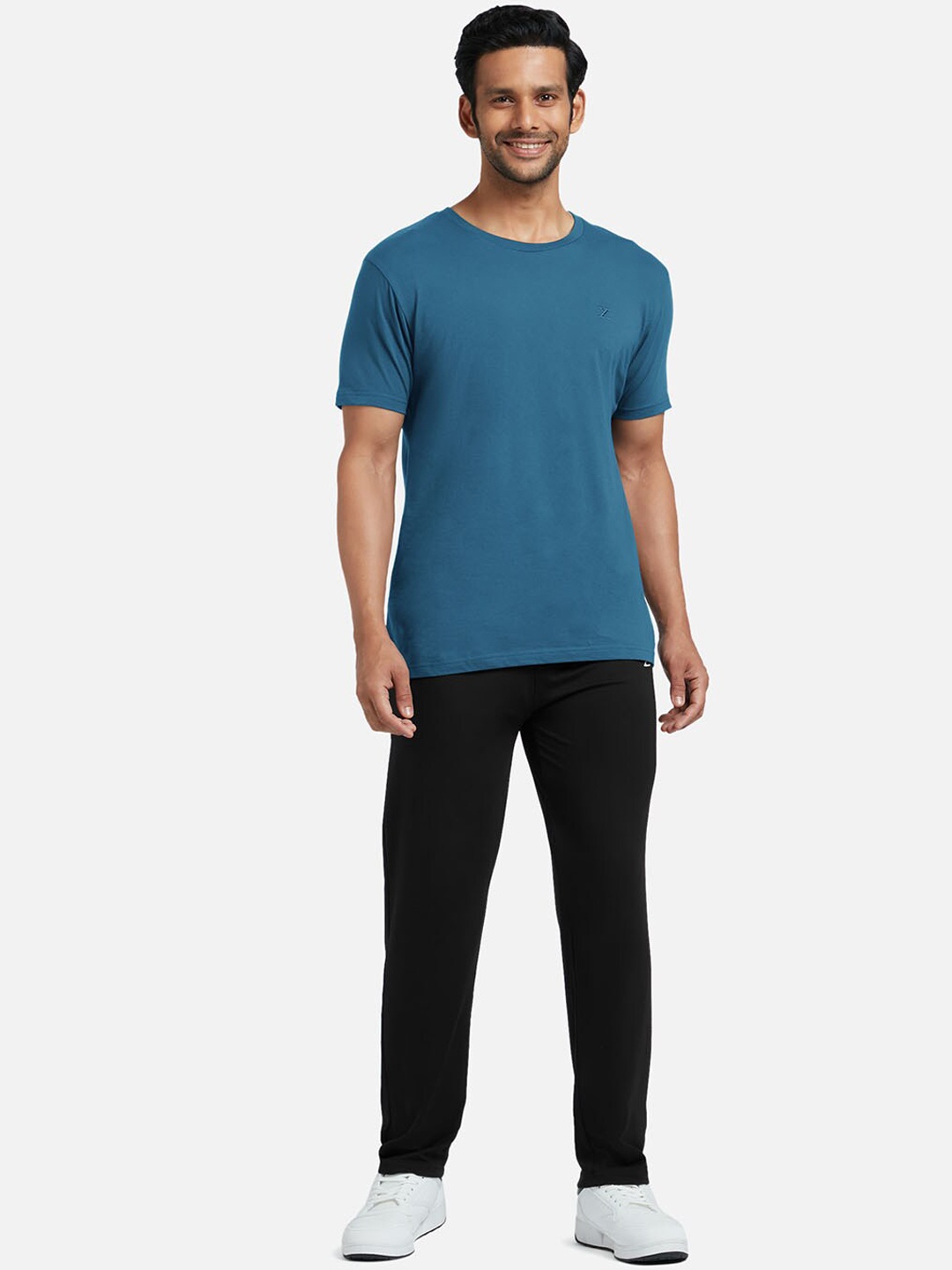 

XYXX Men Blue & Black Pure Cotton T-shirt With Track Pants