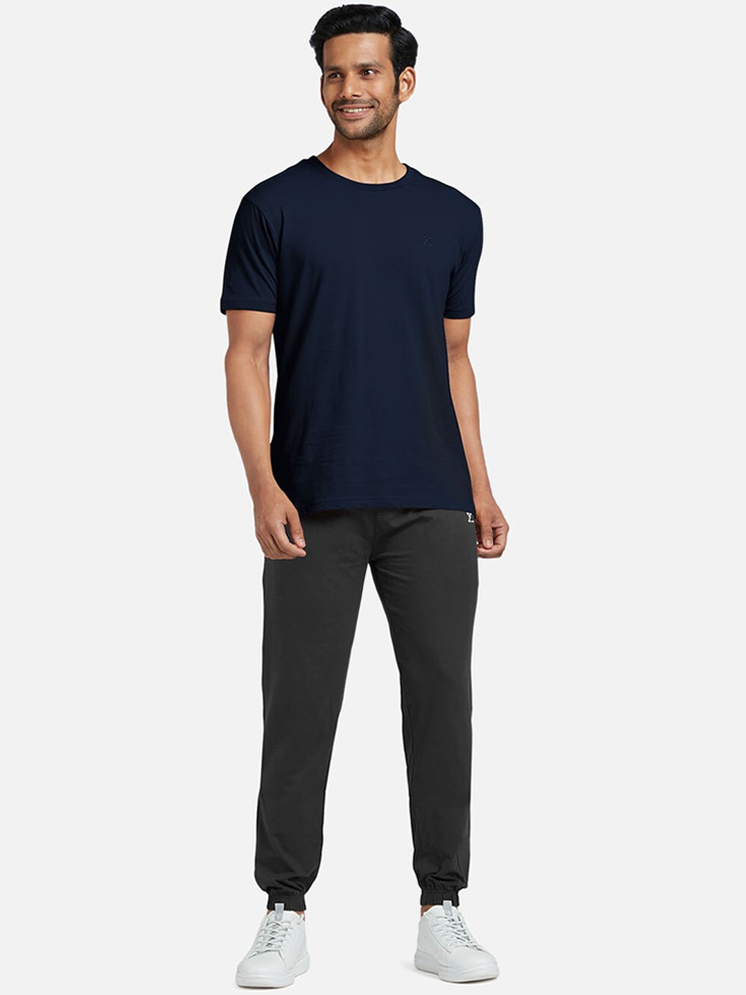 

XYXX Men Navy Blue & Grey Pure Cotton T-shirt With Joggers