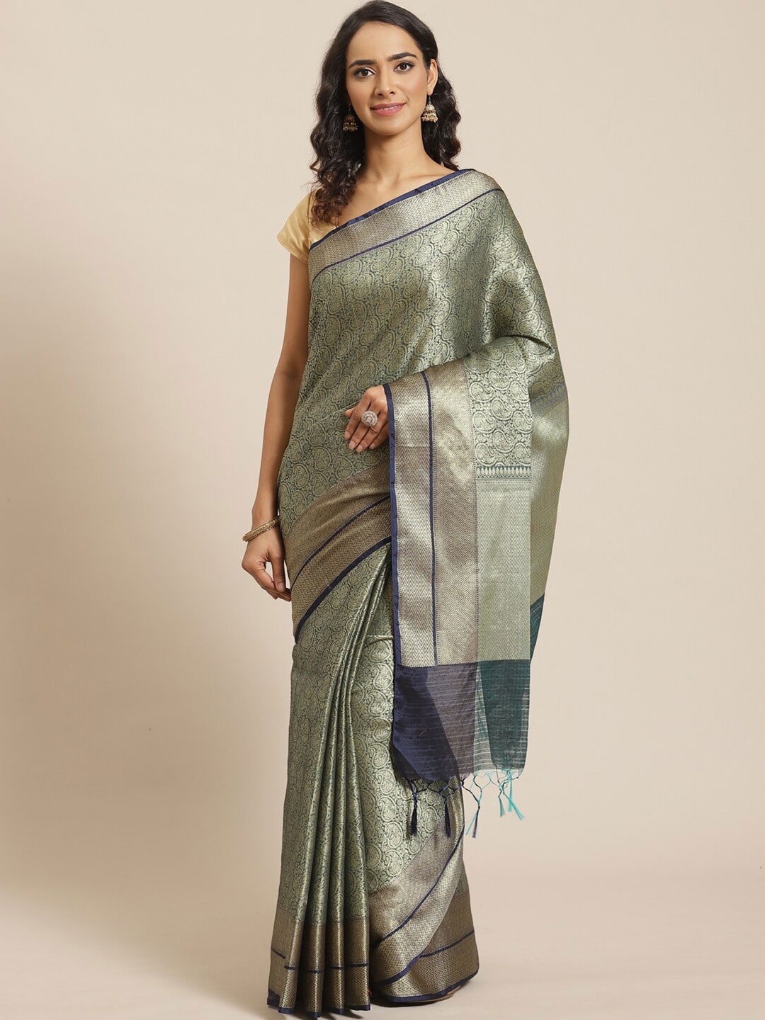 

Saranee Navy Blue Woven Design Banarasi Saree