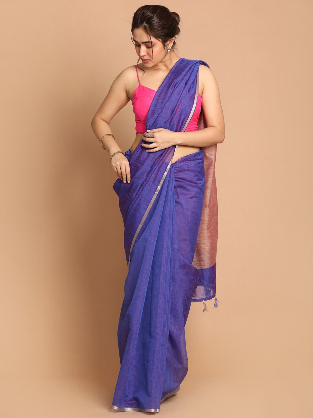 

Saranee Blue & Pink Zari Banarasi Saree