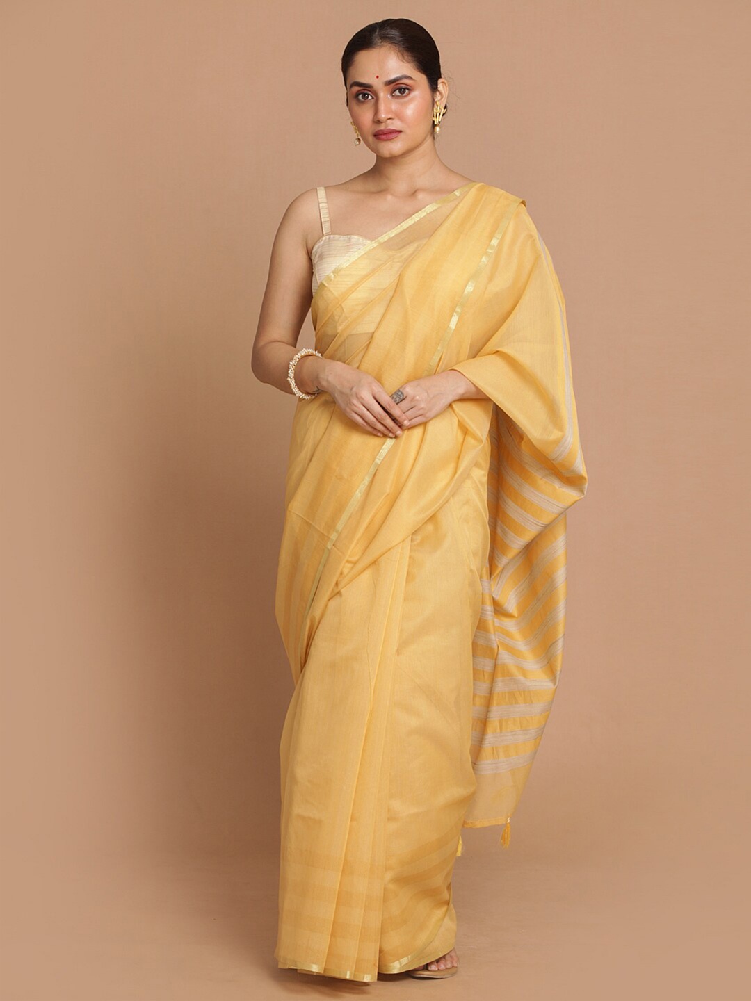 

Saranee Yellow & Gold Zari Banarasi Saree