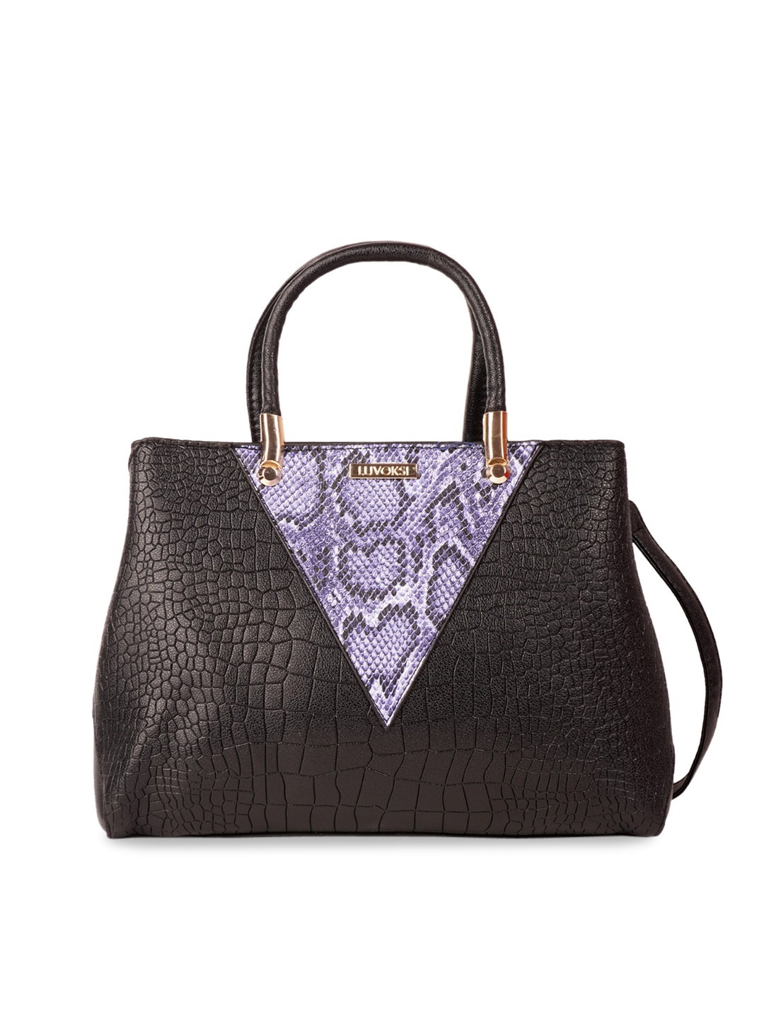 

Luvoksi Black Animal Textured PU Structured Handheld Bag