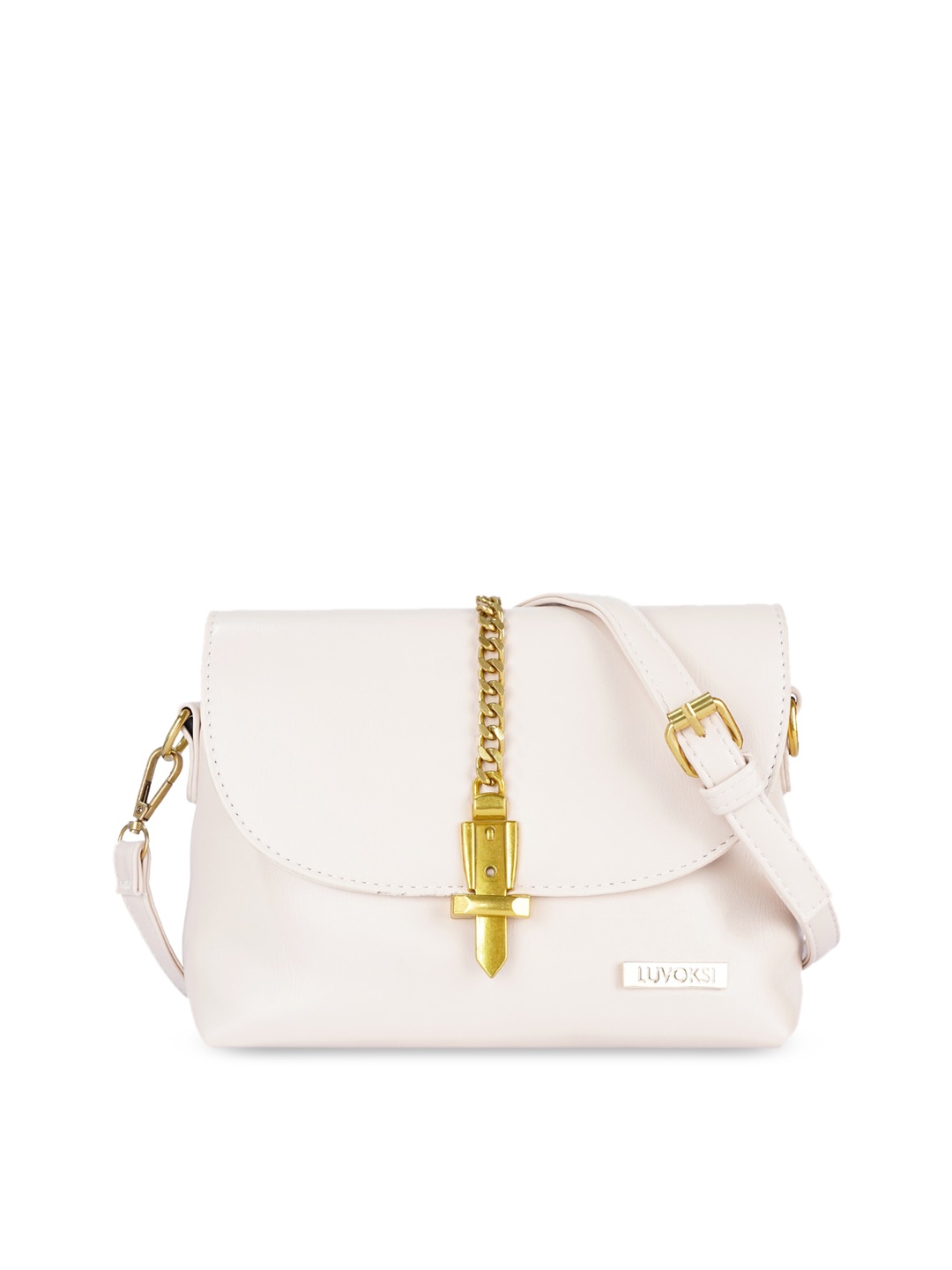 

Luvoksi Cream-Coloured PU Structured Sling Bag